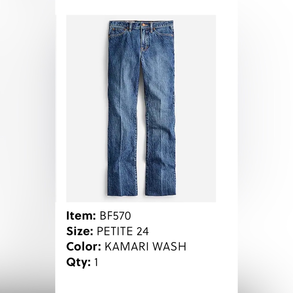 J. Crew Full Length Demi Boot Jean in Kamari Wash BF570. New without tags.